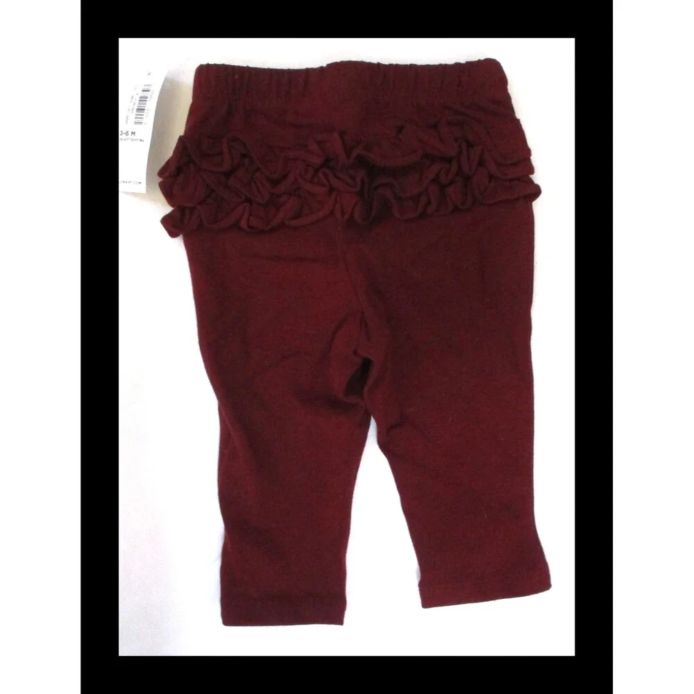 Old Navy Baby Girl Burgandy Ruffle Butt Stretch Pants Size 3-6m NEW
